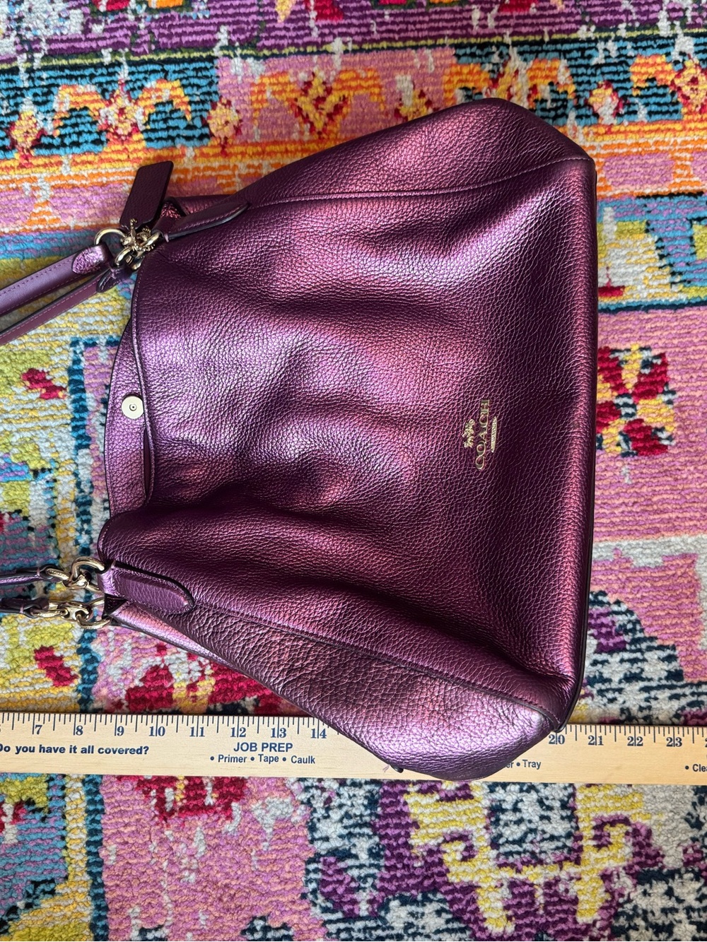 Coach style F80271 Hallie Shoulder Bag metallic pebble leather unicorn 🦄 - Picture 10 of 12